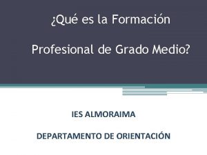 Qu es la Formacin Profesional de Grado Medio