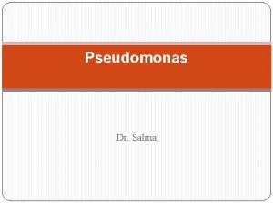 Pseudomonas Dr Salma Pseudomonas and related organisms Aerobic