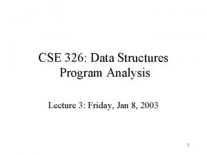 CSE 326 Data Structures Program Analysis Lecture 3