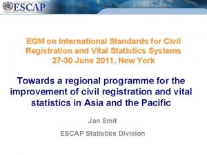 EGM on International Standards for Civil Registration and