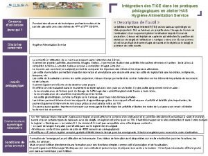 Intgration des TICE dans les pratiques pdagogiques en