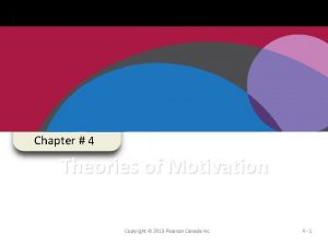 Chapter 4 Theories of Motivation Copyright 2013 Pearson