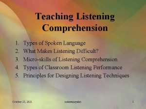 Teaching Listening Comprehension 1 2 3 4 5