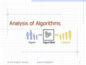 Analysis of Algorithms Input 2010 Goodrich Tamassia Algorithm