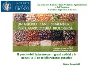 Dipartimento di Scienze delle Produzioni Agroalimentari e dellAmbiente