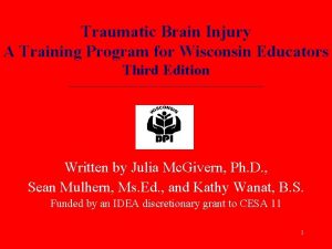 Traumatic Brain Injury A Training Program for Wisconsin