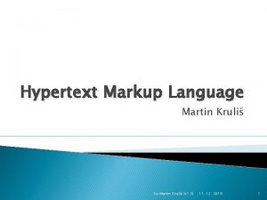 Hypertext Markup Language Martin Kruli by Martin Kruli