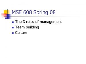 MSE 608 Spring 08 n n n The