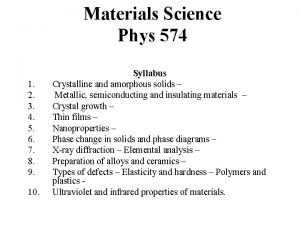Materials Science Phys 574 1 2 3 4