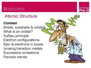 Atomic Structure Content Shells subshells orbitals What is