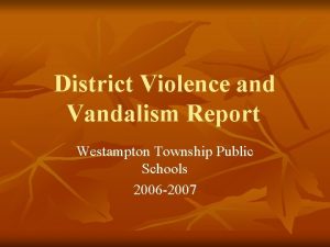 District Violence and Vandalism Report Westampton Township Public