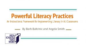 Powerful Literacy Practices An Instructional Framework for Implementing