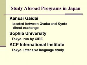 Study Abroad Programs in Japan Kansai Gaidai located