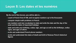 Leon 5 Les dates et les numros By