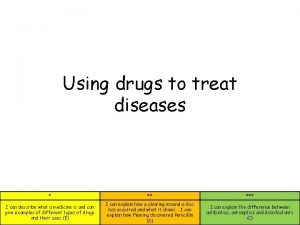 Using drugs to treat diseases I can describe