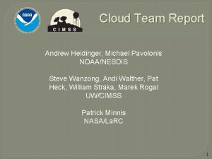 Cloud Team Report Andrew Heidinger Michael Pavolonis NOAANESDIS