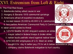 XVI Extremism from Left Right A The First