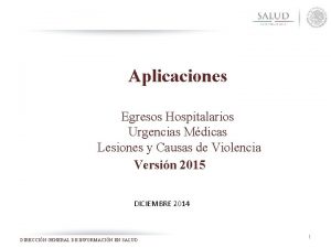 Aplicaciones Egresos Hospitalarios Urgencias Mdicas Lesiones y Causas