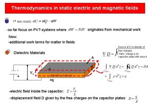 Thermodynamics in static electric and magnetic fields 1