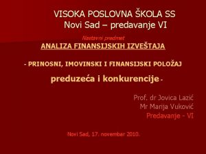 VISOKA POSLOVNA KOLA SS Novi Sad predavanje VI