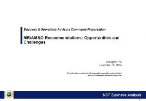 Business Operations Advisory Committee Presentation MRAMO Recommendations Opportunities