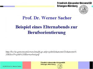 Prof Dr Werner Sacher Beispiel eines Elternabends zur