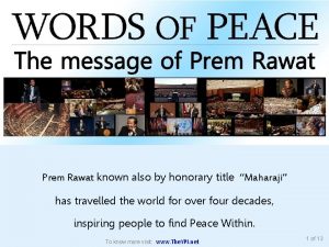 Prem Rawat known also by honorary title Maharaji