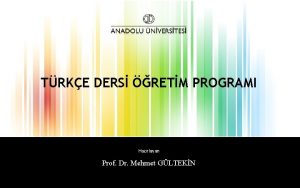 TRKE DERS RETM PROGRAMI Hazrlayan Prof Dr Mehmet