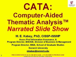 CATA ComputerAided Thematic Analysis Narrated Slide Show M