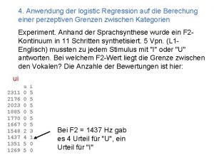 4 Anwendung der logistic Regression auf die Berechung