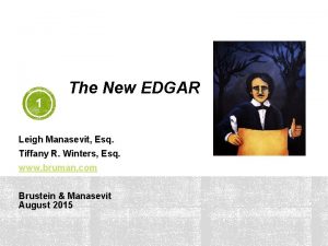 1 The New EDGAR Leigh Manasevit Esq Tiffany