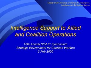 Deputy Under Secretary of Defense for Intelligence Warfighting