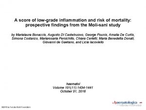 A score of lowgrade inflammation and risk of