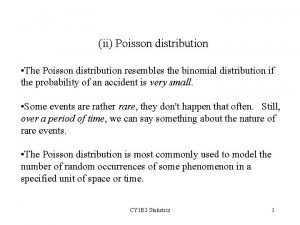 ii Poisson distribution The Poisson distribution resembles the