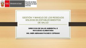 GESTIN Y MANEJO DE LOS RESIDUOS SLIDOS EN