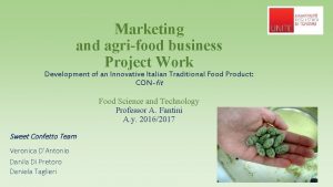 Marketing and agrifood business Project Work Development of