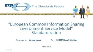 European Common Information Sharing Environment Service Model Standardization