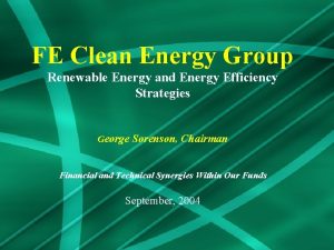 FE Clean Energy Group Renewable Energy and Energy
