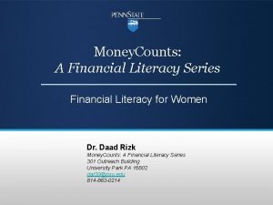 Money Counts A Financial Literacy Series Financial Literacy