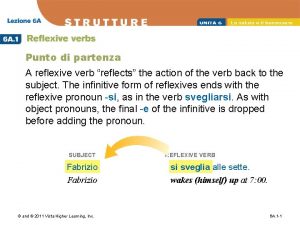 Punto di partenza A reflexive verb reflects the