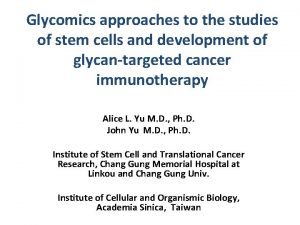 Glycomics approaches to the studies of stem cells