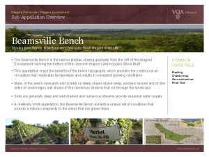 Niagara Peninsula Niagara Escarpment SubAppellation Overview Beamsville Bench