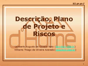 Descrio Plano de Projeto e Riscos Lamberto Augusto