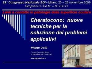 89 Congresso Nazionale SOI Milano 25 28 novembre