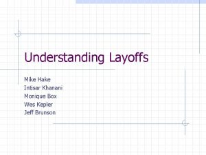 Understanding Layoffs Mike Hake Intisar Khanani Monique Box