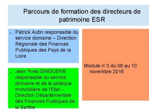 Parcours de formation des directeurs de patrimoine ESR