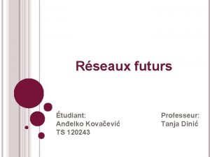 Rseaux futurs tudiant Anelko Kovaevi TS 120243 Professeur