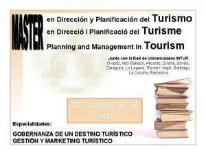 en Direccin y Planificacin del Turismo Turisme Planning