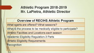 Athletic Program 2018 2019 Mr La Pietra Athletic