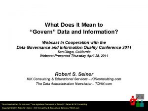 What Does It Mean to Govern Data and